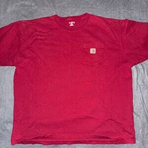 Carhartt Men’s Pocket T‑Shirt Red 2XL Heavyweight Workwear Tee Short Sleeve